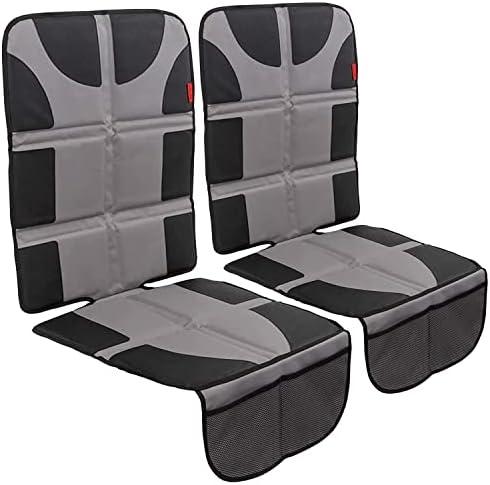 Lusso Gear Car Seat Protector 1-Pack - Gray, Universal Fit - Waterproof Padded Shield with Mesh Pockets & Travel Storage - Booster Car Seat Guard & SUV Trunk Organizer