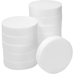 Juvale White Round Floral Foam Circles - 12-Pack, 4 x 4 x 1 in - Foam Blocks for Crafts & Floral Arrangements - Smooth Surface for Painting & Decorating