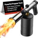 ThermoMaven Propane Torch with One-Touch Max Fire, Cooking Blow Torch Gun with a Safety Lock, Charcoal Lighter, Flame Thrower, Kitchen Food Torch Head for Grill, Sous Vide, BBQ (Tank Not Included) (Silver)