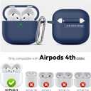 for AirPods 4 Case 2024 Come with Cleaner Kit,Soft Silicone Protective Cover for Apple AirPods 4th Generation Cases with Keychain,Compatible with AirPod 4 Case for Women Men-Magnetic Blue