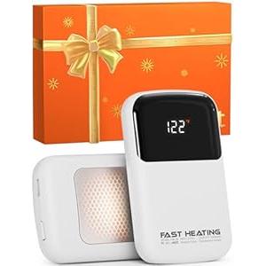 Hotdot Hand Warmers Rechargeable 2 Pack, 3 Heat Levels (104121F), Real-Time Temp & Battery Display, Electric Hand Warmers, Fast Heating, Fits in Gloves/Pocket, Gifts for Women & Men