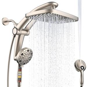Rain Shower Head with Handheld High Pressure rainfall Shower Heads with Handheld Spray Combo Adjustable one-piece stand daul shower head Built-in Magnetic Docking and Power Jets-Nickel