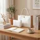 12 Pcs Sublimation Blank Canvas Tote Bag and White Small Makeup Bags Set for Women Reusable Polyester Burlap Personalized Tote Bag Blank Pouch for DIY Crafting Shopping Custom Gifts