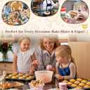 YQER 60 Pack 10oz Mini Cake Pans with Lids, Spoons, Stickers - Disposable Square Brownie Baking Cups - Individual Small Aluminum Foil Loaf Tins for Muffin, Ramekins, Cupcake - Catering, Gift, Pink