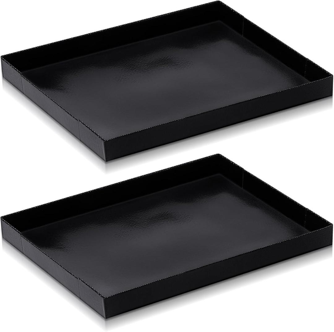 2 Pcs 8.5 x 11.5 x 1 Inch PTFE Solid Oven Basket Non Stick Cooking Basket Cooking Trays for Quick Oven Accessories Baking Chips Chicken Wings Bread Heating