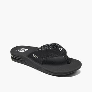 REEF Women's Fanning Bottle Opener Flip Flops (8, Black)