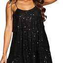 Womens Sequin U Neck Spaghetti Strap Tie Homecoming Dresses Layered Sparkly A-line Backless Sleeveless Dresses (X-Large)