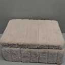 Greenstell Vanity Stool Chair Faux Fur with Storage, 15.7"L x 11.8"W x 19.4"H Soft Ottoman 4 Metal Legs with Anti-Slip Feet, Furry Padded Seat, Modern Multifunctional Chairs for Makeup, Bedroom,Camel