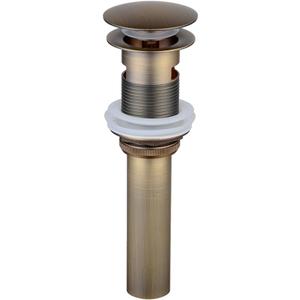 Pop Up Drain Stopper with Overflow, Beelee Bathroom Vanity Vessel Sink Drain, Antique Brass Finish