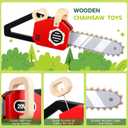 GAGAKU Wooden Toy Kids Chainsaw Tool Set, Pretend Play Construction Tools with Realistic Sound & Pull-Start, Durable STEM Learning Toys for Toddlers Boys Ages 2+, Gift for Christmas(Battery Free)