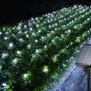 iBaycon 4ft  6ft Solar Net Mesh Lights, Solar Powered Christmas Net Light Outdoor Waterproof, 8 Modes Bush Netting Lights for Xmas Trees, Party, Garden, Wedding, Outdoor Decorations (White, 1PACK)