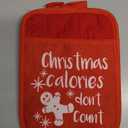 Christmas Pot Holders With Pockets - Calories Don't Count Funny Heat Resistant Oven Mitts Hot Pads for Kitchen Baking Cooking (Sdanjxl-18)