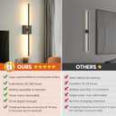 Battery Operated Wall Sconces with Remote Control, 11000mAh LED Wireless Rechargeable Black Wall Lights, 350Rotate Dimmable Wall Lamp, 3 Color Temperatures, for Bedroom, Living Room, Hallway, 2 PCS