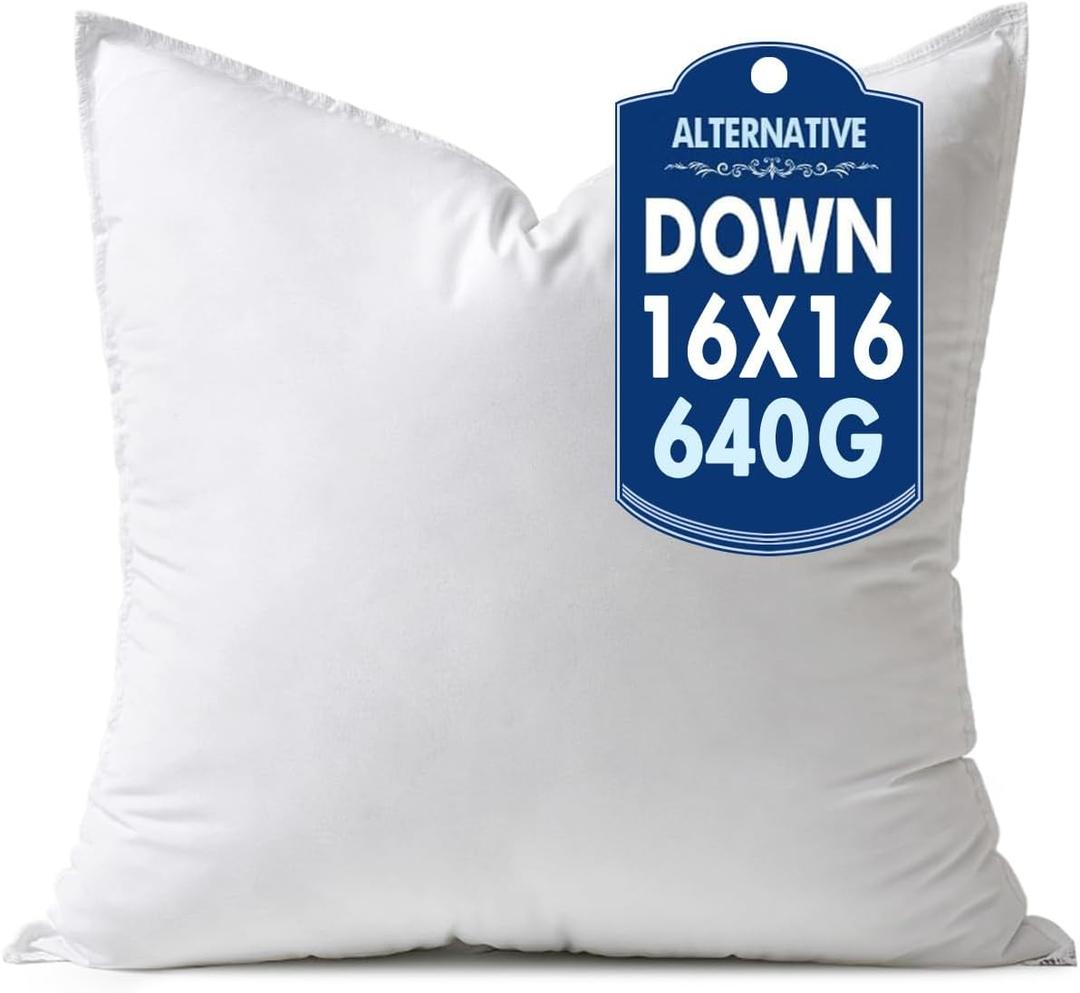 MIULEE 16x16 Inch Synthetic Down Alternative Pillow Insert | Decorative Throw Pillow 16 x 16 Inch Body Bed Sleeping Ultra Soft Fluffy Form for Sofa Couch Bed