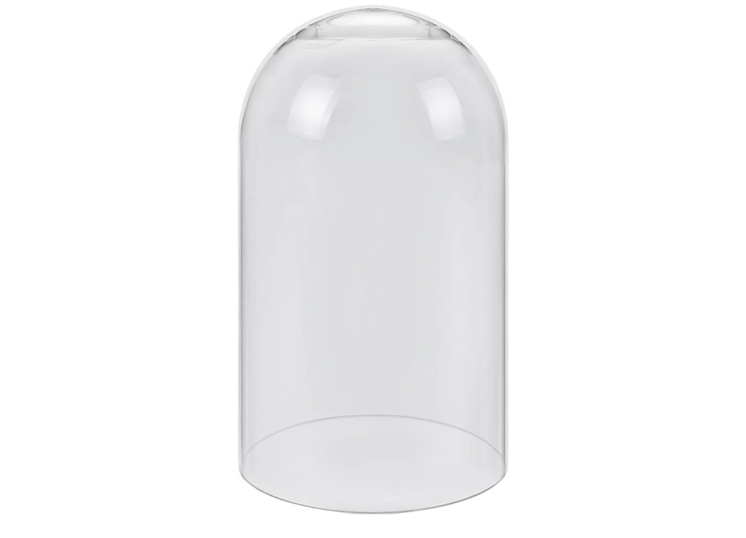Tall Clear Glass Display Cloche, Dome Shape for Terrarium, Plants, Trinkets, Cakes, Figurines, LED Light String, Candle.