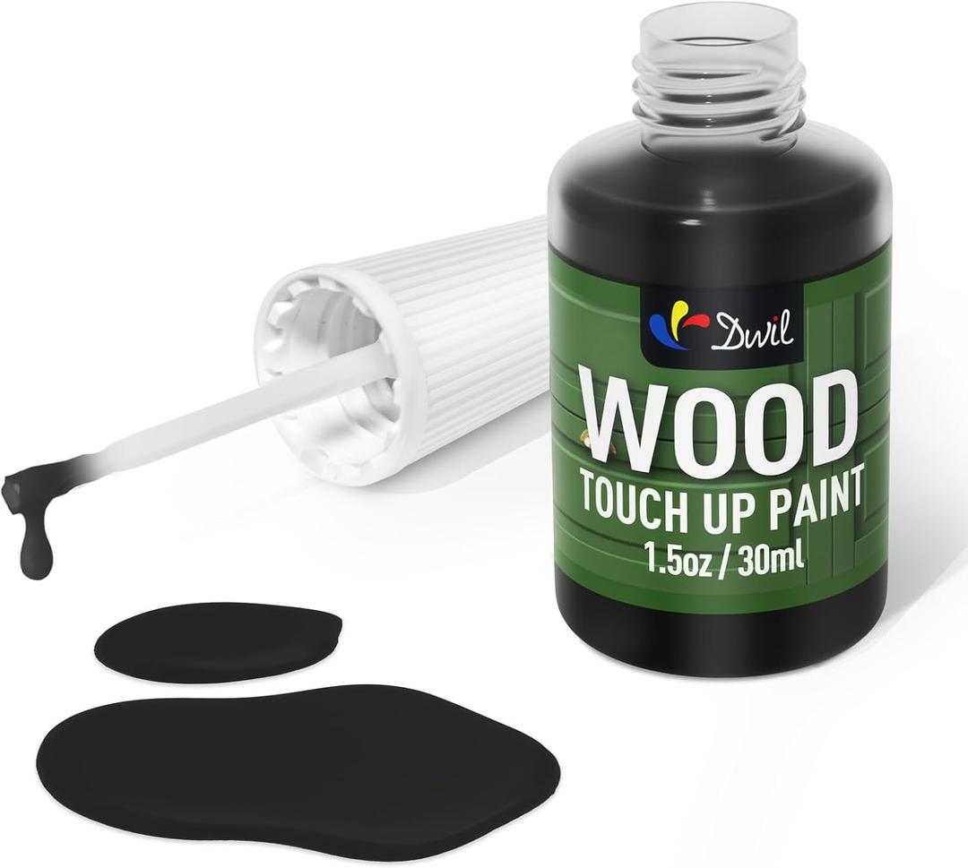 DWIL Wood Touch Up Paint - 1.5 Oz Pen for Refinishing, Quick-Dry Paint for Scratches, Chips and Spots on Furniture, Cabinets, Doors, Tables, and Dressers (Black)