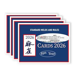 Coraieou Large Print Mah Jong Cards 2026, 4 PCS Standard Hands and Rules Mah Jongg Rule Card Set, Large Size, Easy-to-Read