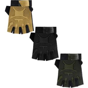 SATINIOR 3 Pairs Kids Half Finger Gloves Non Slip Gel Biking Adjustable Gymnastics Gloves for Girls Boys(Vintage Style,5-9 Years)