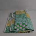 RAJRANG Quilted Decorative Patchwork Throw Blanket Multi Green Soft 100% Cotton Warm Indian Vintage Quilt for Sofa and Couch 50 x 60 Inches
