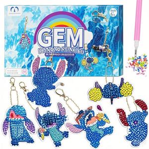 MATHARAGO Diamond Art for Kids 6 Pcs DIY Diamond Painting Cartoon Keyrings Set, Painting by Number Gem Keychains Craft Kits for Kids Ages 6-12, Gifts for Birthday, Back to School (ZSYSK-SDZ)