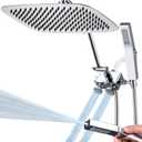 All Metal 12 Inch Rain Shower Head with Handheld Built-in Power Wash Mode, Body Spray Jets with Handheld Spray Combo, 71 Inch Long Hose, 14 Inch Extension Arm, 3-Way Diverter (Chrome)