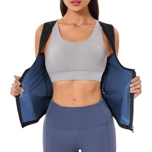 Sauna Suit for Women Weight Loss Sweat Vest Waist Trainer Workout Sleeveless Compression Tank Top Shaper with Zipper