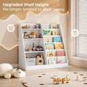 Tatub 6 Tier Kids Wooden Bookshelf and Toy Storage, Children Toy Organizer with Upgraded Book Shelves, Toddler BookRack Baby Bookcase for Nursery, Playroom and Classroom, White, Large-B