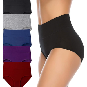Annenmy Women's High Waist Cotton Underwear Soft Brief Panties Regular and Plus Size XL