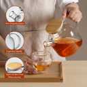 CnGlass Glass Teapot Stovetop Safe,40.6oz Clear Tea pot with Removable Filter Spout,Loose Leaf and Blooming Tea Maker, 40.6oz/1200ml