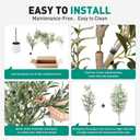 Olive Tree Artificial Indoor, 5ft Tall Silk Faux Olive Tree with White Planter, Artificial Plants with Natural Wood Trunk and Lifelike Fruits for Home Office Decor
