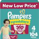 Pampers Diapers - Swaddlers 360 - Size 4, 104 Count, up to 100% Leakproof Comfy Dry Fit, Designed for Easy Changes, Pull On Baby Diaper  