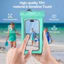 NEPHI IP68 Waterproof Phone Pouch 2 Pack-Up to 8.0"Adjustable Neck Lanyard Floating Waterproof Phone Case for iPhone,Phone Dry Bags for Vacation Beach Pool Travel Essentials (Aqua Green white 4 pack)