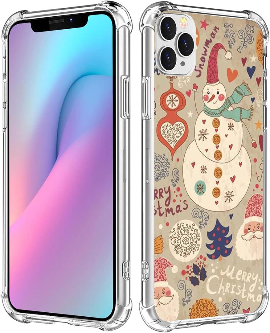 Case Cover Compatible for iPhone 13 Pro Max Christmas Snowman Father Retro Design Theme