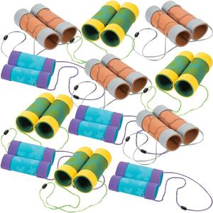 Fun Express Binoculars for Kids Craft Kit 12 Pack - Kids Binoculars Bulk Set for Sunday School Crafts & VBS Vacation Bible School Supplies | Cardboard Craft Kit for Summer Activities & Camp Crafts