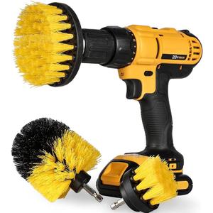 [3 Pack] Auto Detailing Drill Brush Set, Wheel Cleaner Brush, Car Cleaner Wash Brush Supplies Kit Fit Tire, Car Mats, Floor Mat, Bathroom and Auto Power Scrubber Brush Cleaning Sets