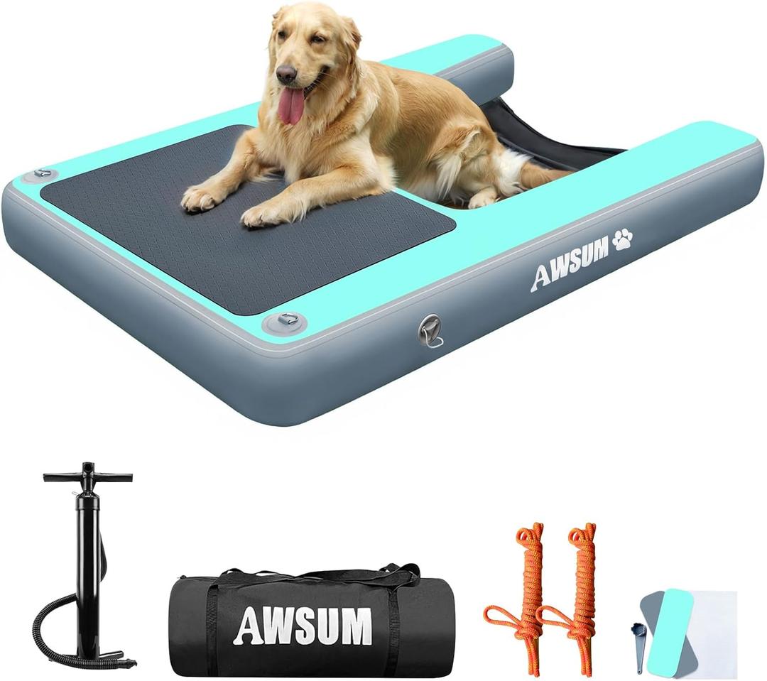 AWSUM Dog Boat Ramp Extra Large Inflatable Water Pool Float Floating Ramps for Dogs Up to 180LBS On Water Ladder Steps for Pools, Lakes, Boats, Docks