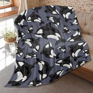 Orca Blanket,Orca Gifts for Boys Girls,Plush Orcas Throw,Soft Lightweight Flannel Whale Quilts for Bedroom Bed Sofa Couch Decoration 60 "x 50" M for Boys Girls
