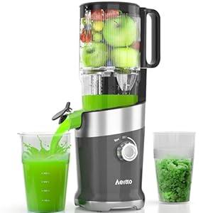 Aeitto Cold Press Juicer, Juicer Machines with Large Feed Chute, For Whole Vegetables and Fruits, Professional Juice Maker Easy to Clean, High Juice Yield, Easy to Assemble, Self Feeding