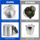 Ice Bucket, 3L Double Wall Insulated Ice Bucket with Lid,Scoop,Tongs- Inner Layer 304 Stainless Steel Ice Container Keep Ice Frozen Longer- Ideal for Cocktail Bar,Parties,Chilling Beer Win