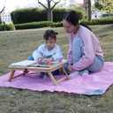Orga'Neat Pocket Picnic Blanket, Beach Mat Waterproof Sandproof, Compact Lightweight Small Tarp for Camping, Hiking, Backpacking, Festival, Travel, Foldable in Bags (Pink/Grey, 55"x60")
