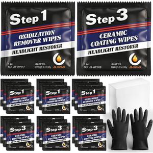 Demissle 21 Pcs Headlight Restoration Kit Includes 10 Remover Wipes 10 Coating Wipes 1 Glove Headlights Cleaner Kit for Restores Clarity Removes Yellowing Oxidation Cars Trucks Motorcycles