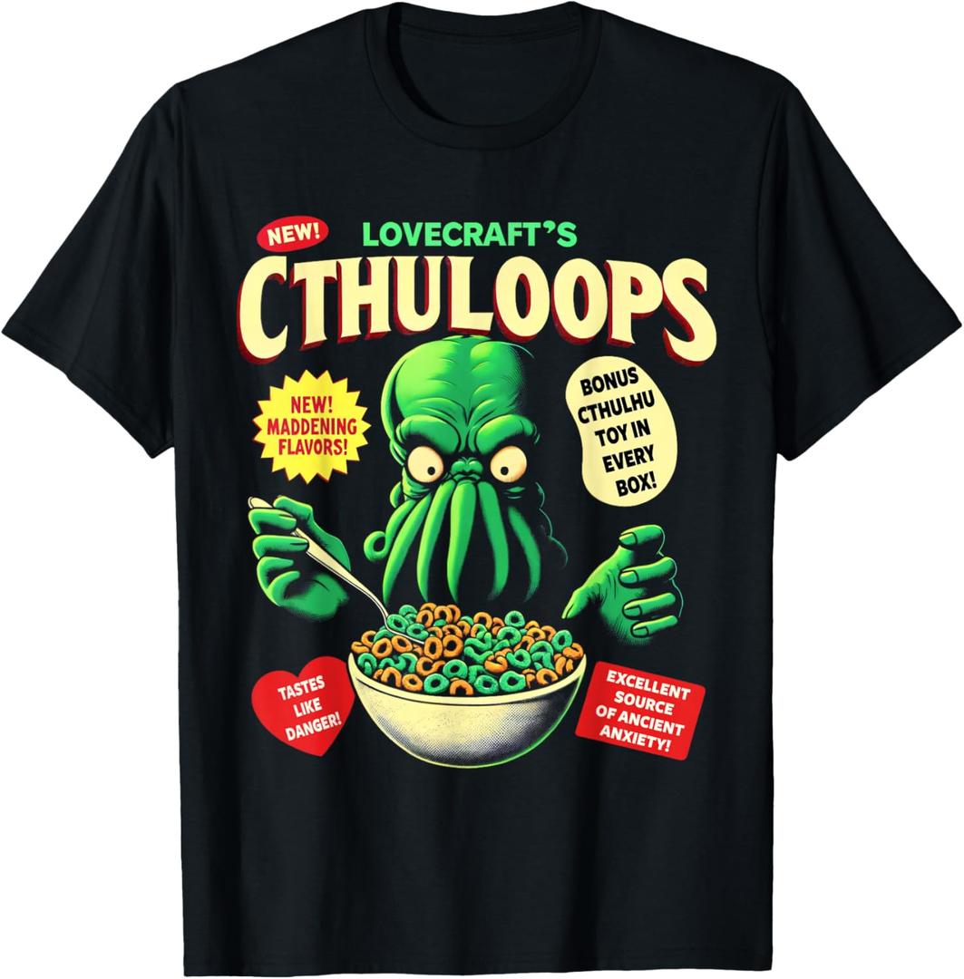Cthuloops Cereal Parody T-Shirt for Horror Fans - Cthulhu T-Shirt XL