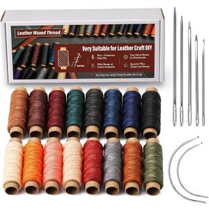 0.8 mm Leather Sewing Thread, 16 Colors 32 Yards Waxed Thread, Round Waxed Thread, Wax String for Bracelet Making, Sewing Stitching, Bookbinding, Braiding