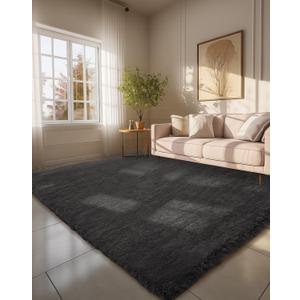 Ophanie 6'x9' Black Rugs for Living Room, LargeFluffy Shag Fuzzy Plush Soft Living Room Area Rugs, Floor Shaggy Carpets for Bedroom, Carpet for Kids Boys Girls Dorm Nursery Home Decor Aesthetic