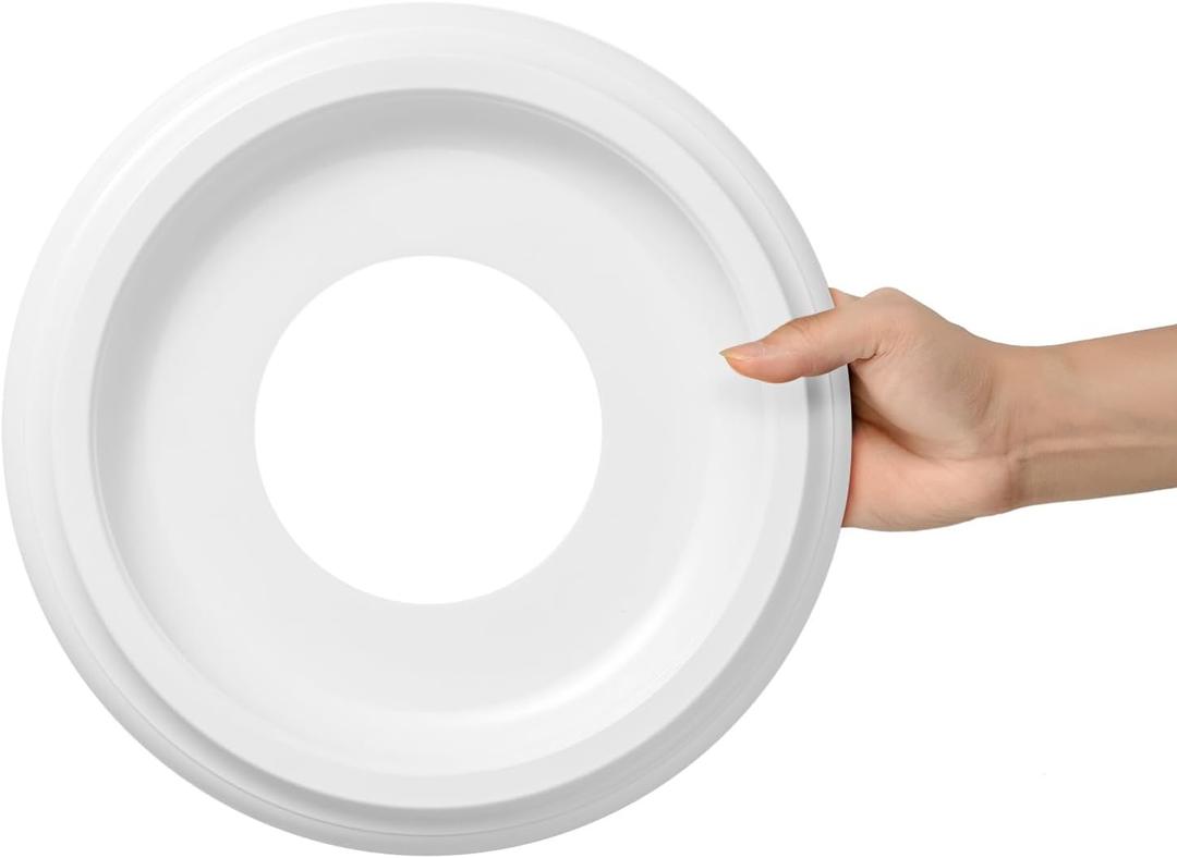 2 Pack White Molded Nylon Ceiling Medallion for Light Fixtures and Ceiling Fans 10"OD x 4"ID x 1-2/8 "P (Fits Canopies up to7-1/4")