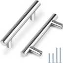Probrico 5 Pack | 3" Cabinet Pulls Polished Chrome, Euro T Bar Kitchen Cabinet Hardware Stainless Steel Dresser Pulls Chrome Handles for Cabinet Dresser, 3" Hole Centers, 5" Total Length
