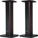 Rockville Pair RHT28D 28" Bookshelf Speaker Stands, Dark Wood Grain, 60 lbs Capacity, Sand-Fillable Design, Dual Platform Sizes, Anti-Slip Pads, for Home Theater and Studio Monitors