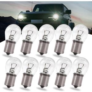 10 PCS 1141 Car Halogen Brake Lamp Bulb, 12V 21W BA15S Flat Leg Single Light Turn Signal Light Brake Marker Bulb, Super Bright Light Tail Light Replacement, for Most Cars (Transparent)