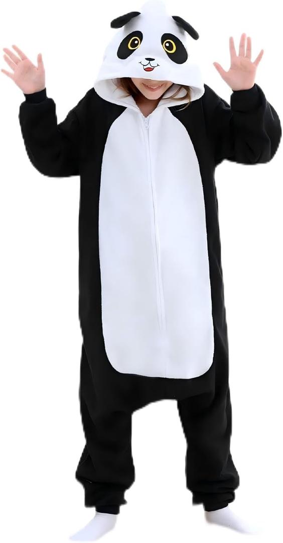 Unisex Kids Onesie, Flannel Cosplay Animal Costume Halloween Onesie Pajamas Home Clothing (6-8 Years, Panda-1)
