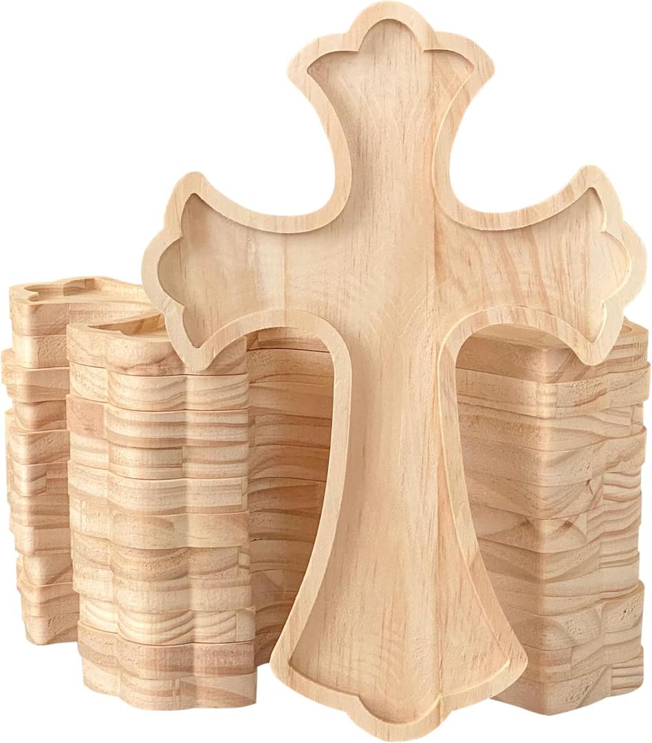 12 Pack 12 Inch Unfinished Wood Crosses Natural Solid Wooden Cross for Crafts (12 x 8 x 0.6 Inches)